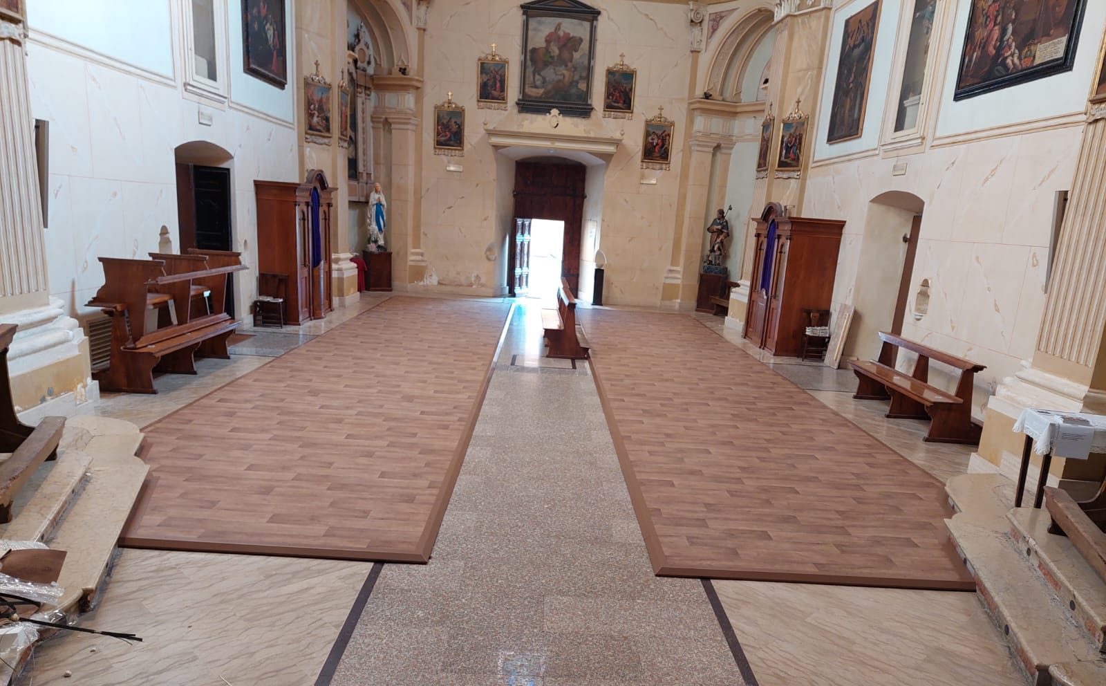 Schema tecnico impianto a pedane termiche per chiese